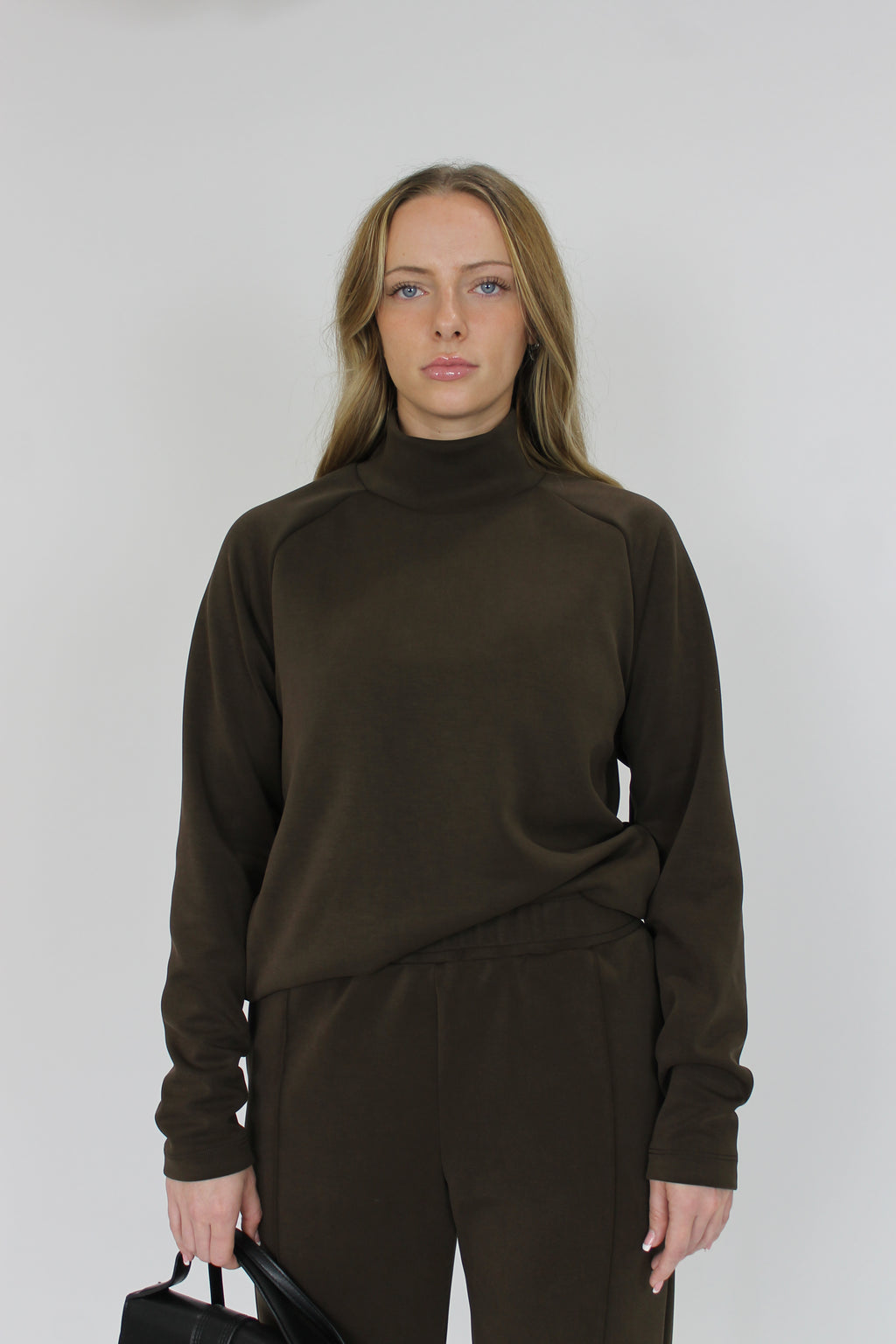 Modal High Neck Raglan Long Sleeve top