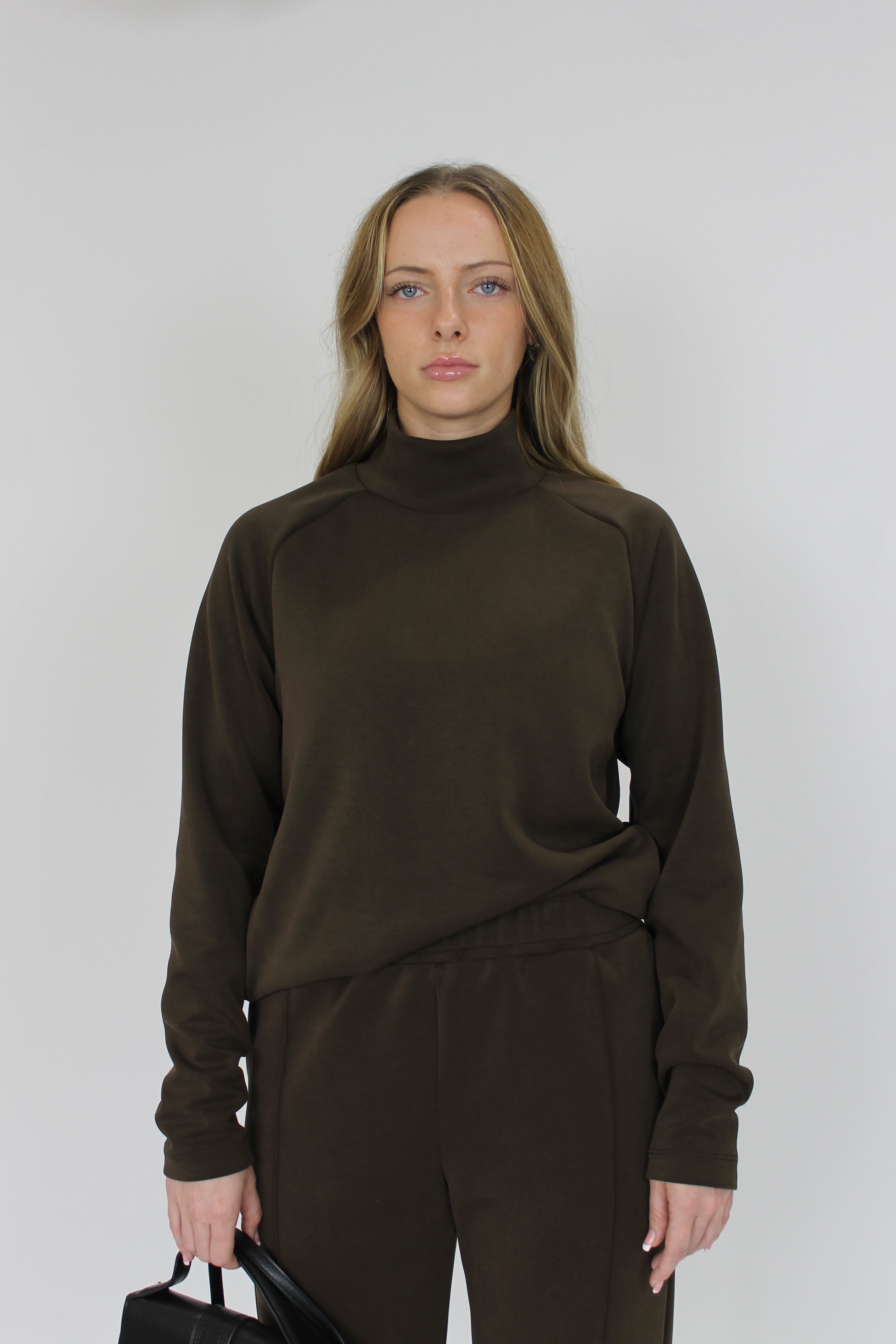 Modal High Neck Raglan Long Sleeve top